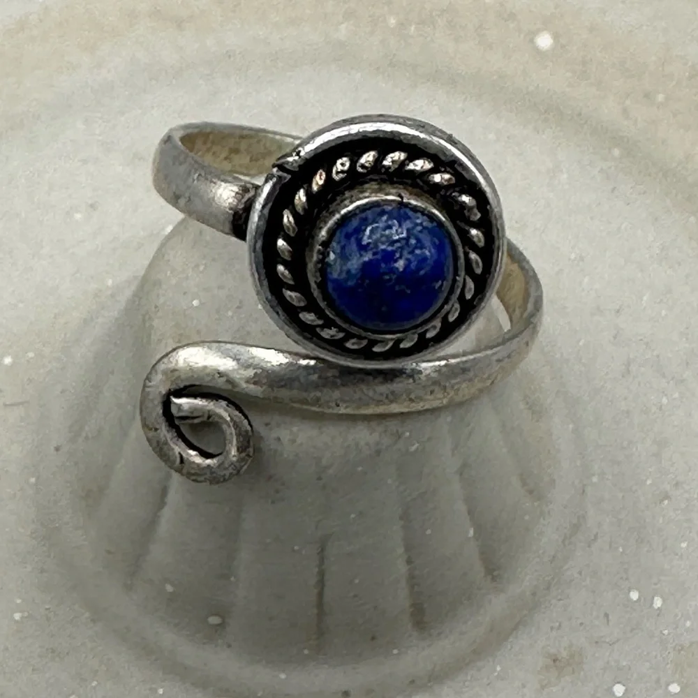 Artisan Silver Ring with Deep Blue Stone